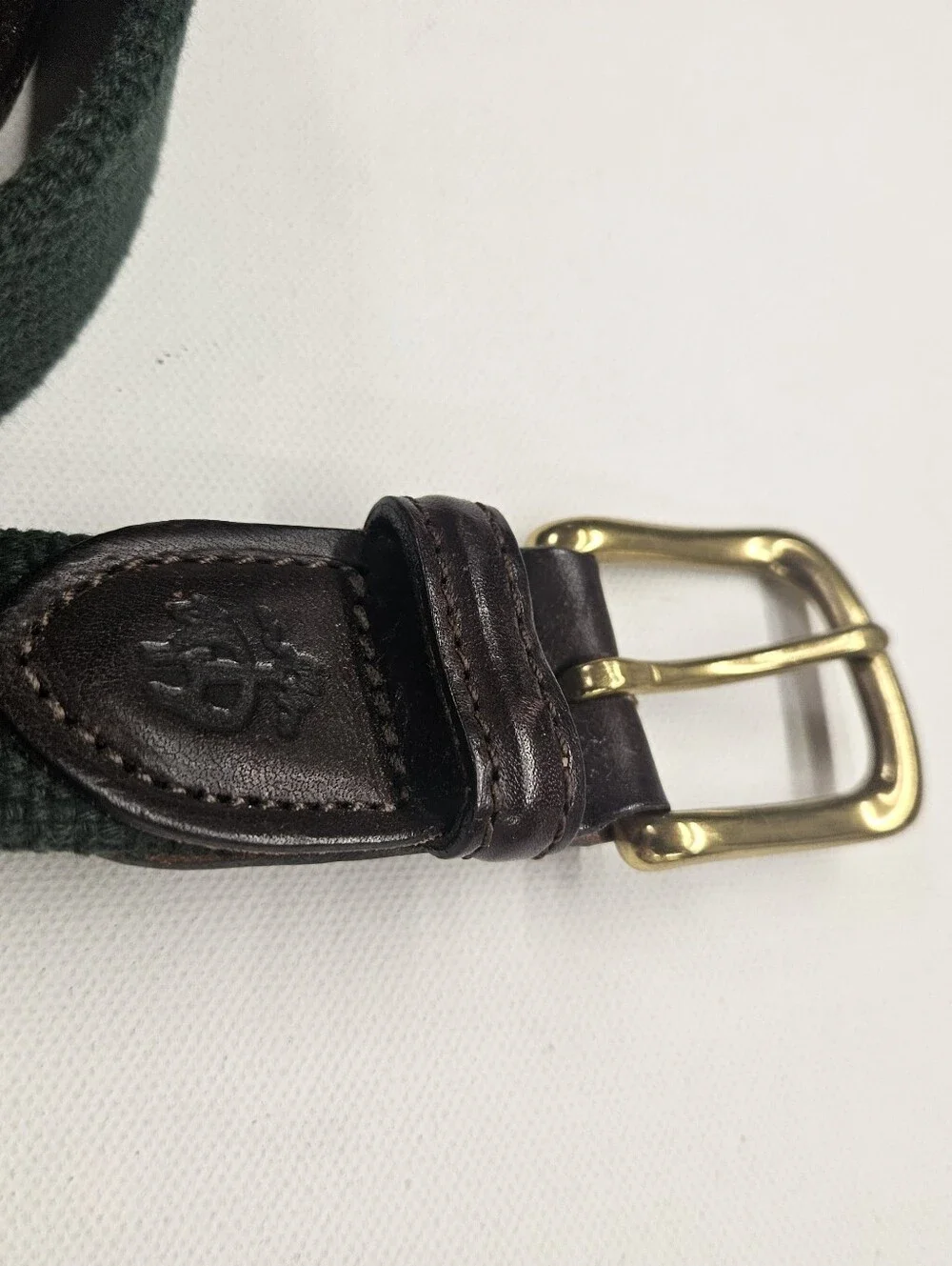 Brooks Brothers Vintage Belt Mens 40 Green Brown Canvas Leather USA Preppy Golf